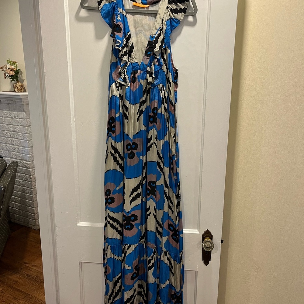 Oliphant Blue and Black Maxi Dress